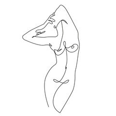 Woman Body Line Art Drawing. Nude Woman One Line Illustration. Female Figure Minimalist Modern Drawing. Vector EPS 10 