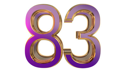 Purple gold 3d number 0 to 100