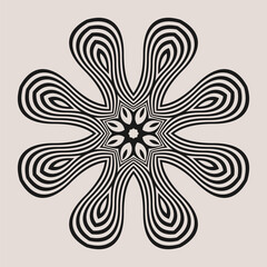 Symmetrical composition of wavy lines. Abstract element for design. Vector illustration. A pattern of deformed stripes.