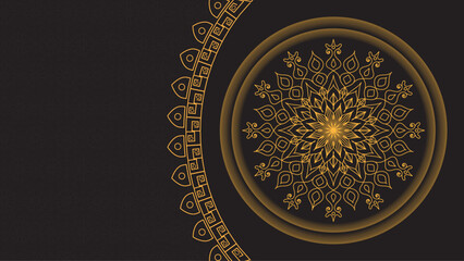 Abstract mandala graphic design and watercolor digital art painting for ancient geometric concept background