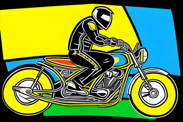 A drawing of a motorcycle. (AI-generated fictional illustration)
