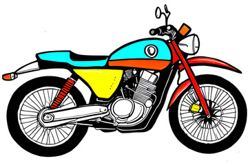 Obraz na płótnie Canvas A drawing of a motorcycle. (AI-generated fictional illustration) 