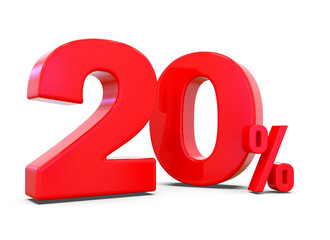 Red Number 20 Percent Discount Off