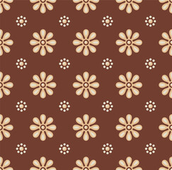Japanese Pretty Circle Flower Vector Seamless Pattern

