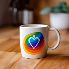 The LGBTQ+ logo, proudly displayed on the surface of the cup coffee.Generative AI illustration