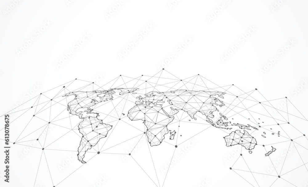 Poster global network connection. world map point and line composition concept of global business. vector i