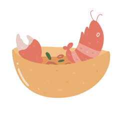 soup seafood cute design illustration 