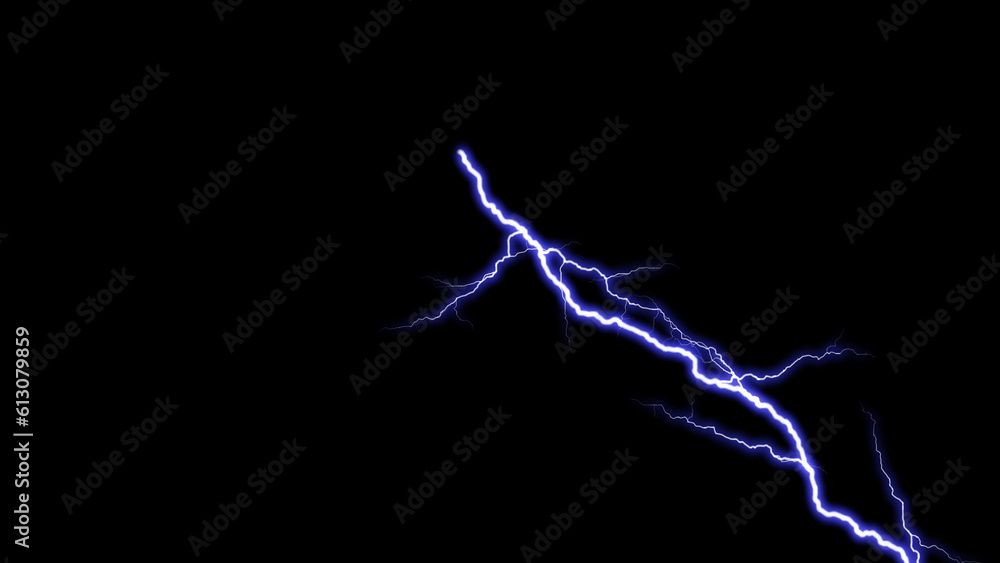 Poster visual effect of isolated electric lightning on black background. thunder and rain during summer sto