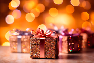 Christmas background with gifts, ai generated