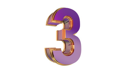 Obraz premium Bold gold purple 3d number design