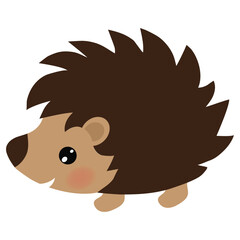 Cute little hedgehog vector cartoon illustration