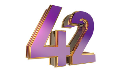 Bold gold purple 3d number design