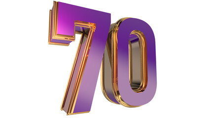 Bold gold purple 3d number design