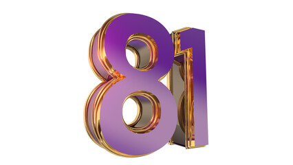 Bold gold purple 3d number design