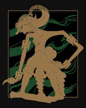 Indonesian wayang bima shadow puppet vector