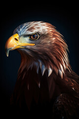 Fototapeta premium Stunning eagle portrait, realistic rim lighting, chiaroscuro. Generative art