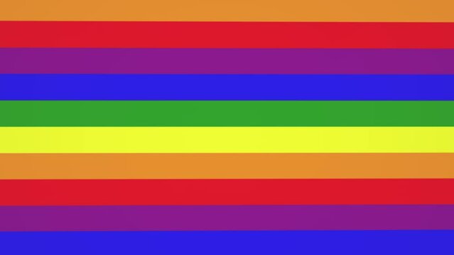 Animation of the appearance of the rainbow flag. 3D render.  Liberal values, diversity, tolerance and democracy. Colors of rainbow.