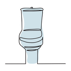 One continuous drawn single art line doodle sketch toilet. Toilet in continuous line drawing style. WC black line sketch on white background. Vector illustration