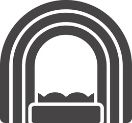 Fototapeta premium Bouncy inflatable castle. Trampoline pictogram for jumping game. Glyph illustration