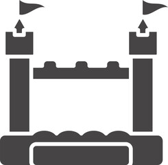 Bouncy inflatable castle. Trampoline pictogram for jumping game. Glyph illustration