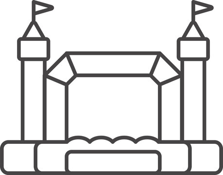 recommend clip art: Bouncy inflatable castle. Trampoline pictogram for jumping game. Outline illustration
