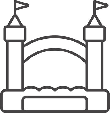 recommend clip art: Bouncy inflatable castle. Trampoline pictogram for jumping game. Outline illustration