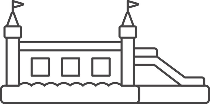recommend clip art: Bouncy inflatable castle. Trampoline pictogram for jumping game. Outline illustration