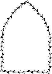 Three-Pointed Arch rectangular frame architectural Flower window Flower door flower frame floral leaf leaves decoration natural Botanical Branches wedding card anniversary celebration beautiful 