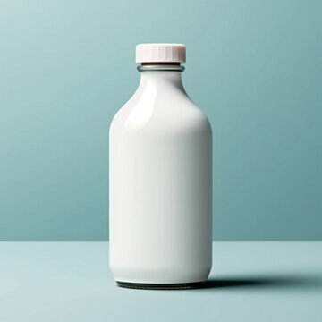 mockup bottle with label no image on it white color