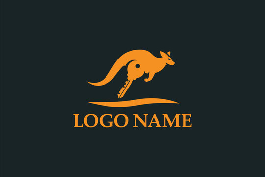 Creative logo design designated to a real estate or locksmith business. It depicts a cangaroo with the legs shaped like a key. 