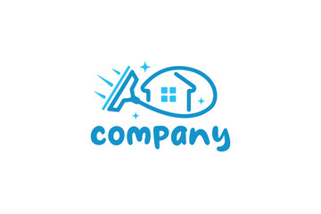 Creative logo design depicting a house with a window wiper ,designated to the cleaning industry.