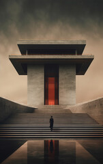 A person and magnificent architecture,created with generative ai tecnology.