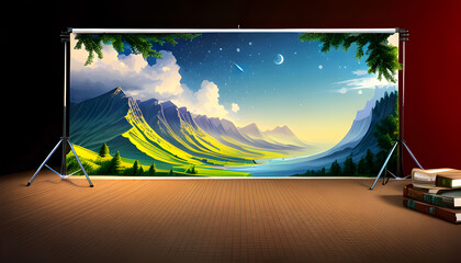 Backdrop landscape 3d illustration for background