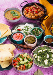 Assorted of traditional Indian food.
