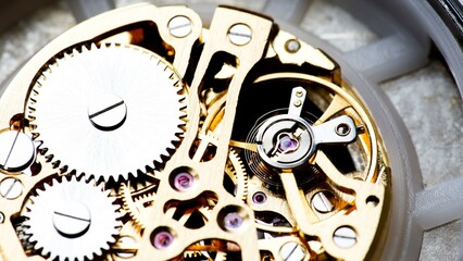 Elegant Precision: 4K Close-Up of a Pocket Watch's Intricate Mechanism, Showcasing the Artistry and Timeless Appeal of Classic Timekeeping