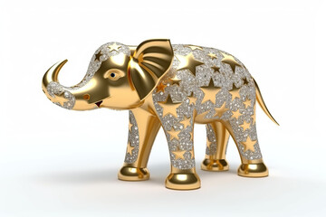 3d gold and stars elephant figurine