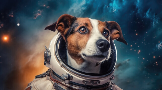 An adorable dog astronaut floats weightlessly in space, exploring the vast unknown generated ai.