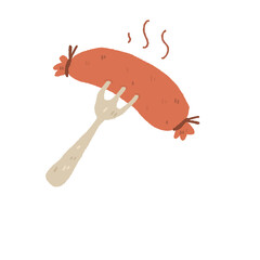 grill sausage cute cartoon design camping