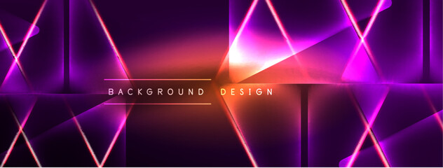 Vibrant Geometric Neon Shiny Line Background. A Bold and Stunning Display of Shapes, Lines, Colors, and Glow, Perfect for Futuristic Modern Designs, Hi-tech Presentations, Technology Web Pages