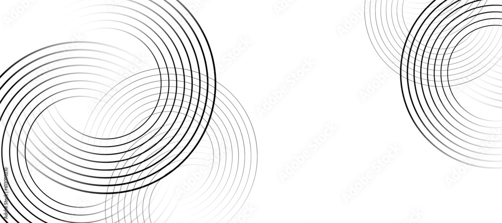 Poster Abstract white background with black circle rings. Digital future technology concept. vector illustration.