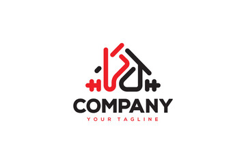 Creative logo design depicting a red and grey minimalist fenced house ,designated to the real estate industry.