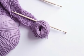 Purple thread knitting tools. Generate Ai