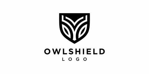Owl Shield Logo Design Security Symbol Icon Vector Illustration.