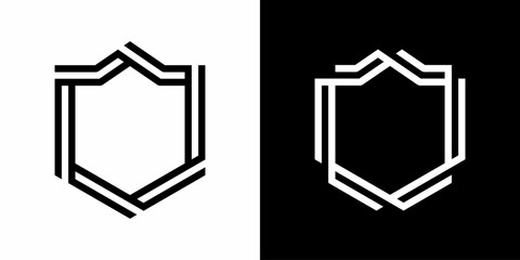 simple shield monogram icon symbols vector logo illustration tempate.