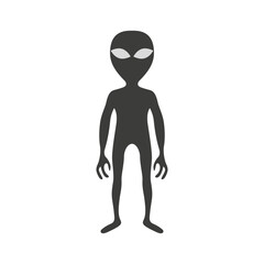 A gray alien with a large head and eyes. Martian in flat style. Extraterrestrial life form. Vector illustration.
