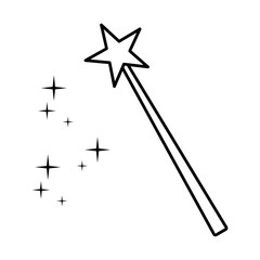 Magic Wand Outline Icon Vector Illustration
