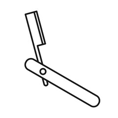 Straight Razor, Switchblade Outline Icon Vector Illustration