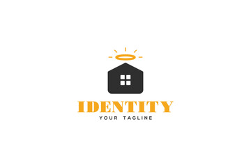 Fototapeta premium Creative logo design depicting a house with a saint ring above it,designated to the real estate industry.