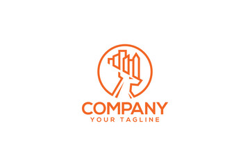 Creative logo design depicting a deer with the antlers shaped like a city,designated to the real estate industry.