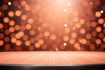 Blank Stage With Peach Color Bokeh. Generative AI